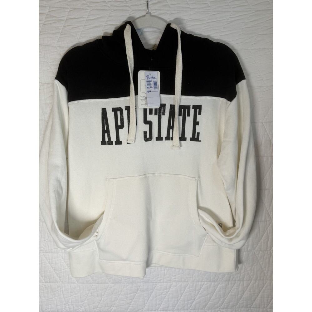 Appalachian State Pressbox hoodie Pullover Sweatshirt Large women sz M Ivory NWT - Picture 1 of 9